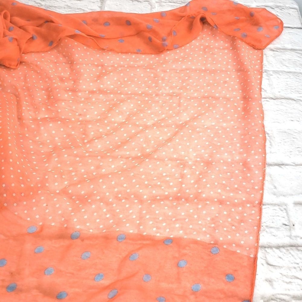 💚Pink&Blue Polka-dot Sheer Tissue Scarf - Picture 2 of 2